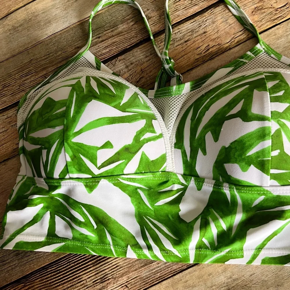 Athleta Leaf Rainforest Bralette Bikini Top with Mesh Details - Picture 9 of 10